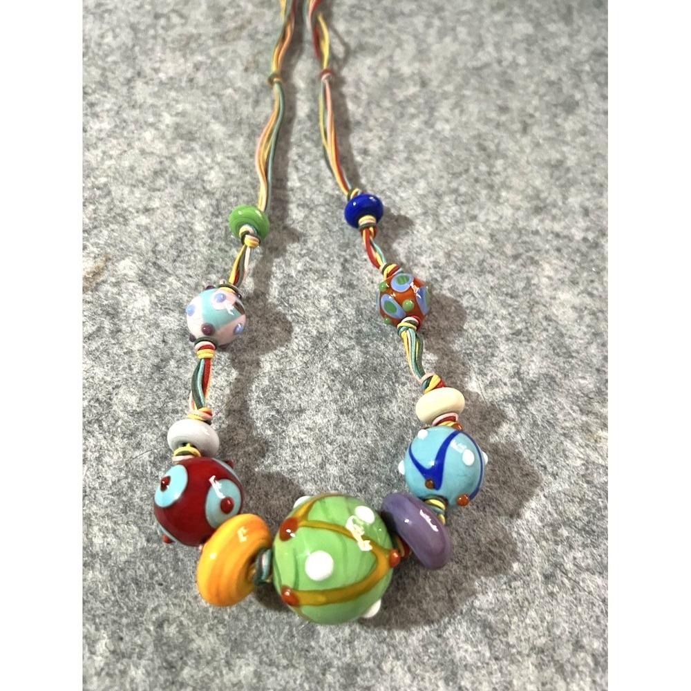 lampwork   Festive Bold Bright Colorful  Glass Beaded Necklace Gimme Gummy